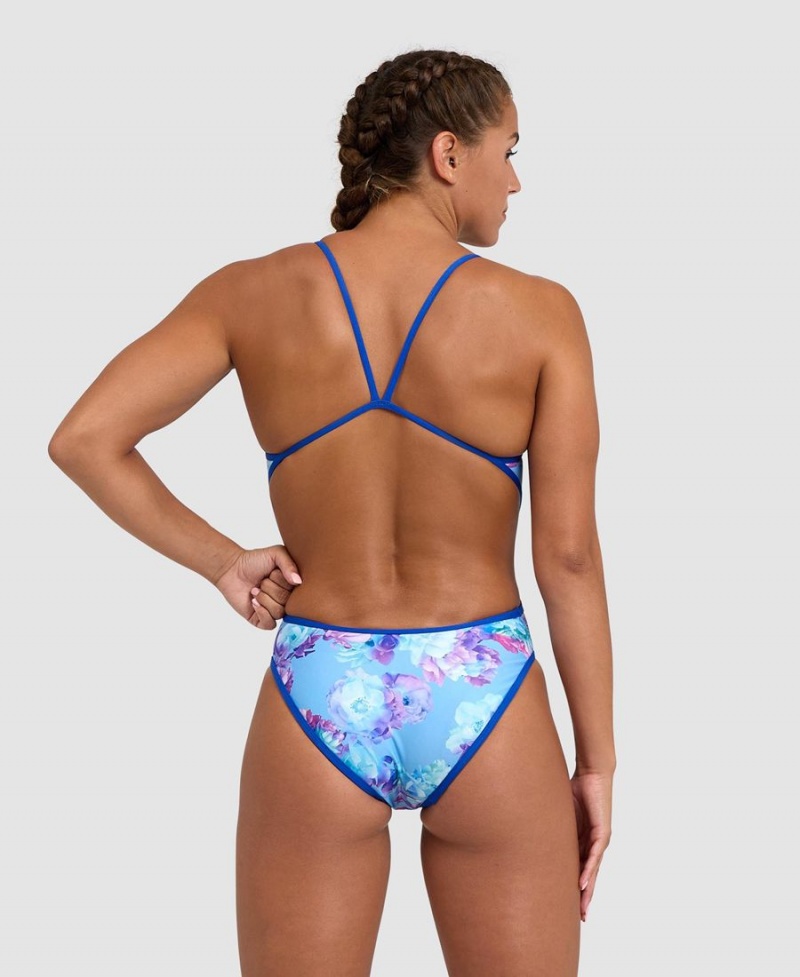 Maillot de Bain Arena Allover Reversible Challenge Back Bleu Multicolore Femme | HOI-42510415