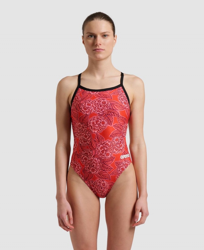 Maillot de Bain Arena Hydrangea Bouquet Challenge Back Rouge Femme | FPV-71848345