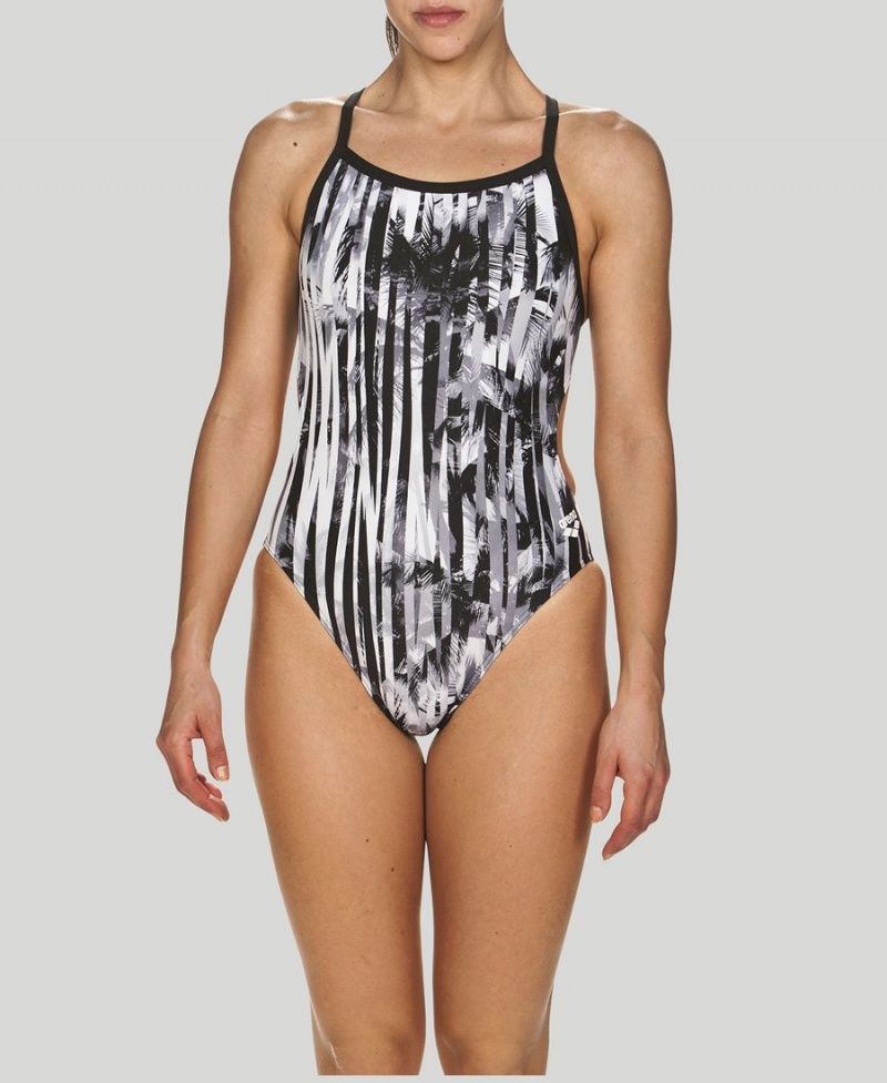 Maillot de Bain Arena Riviera Challenge Back Noir Blanche Femme | VRM-12149559