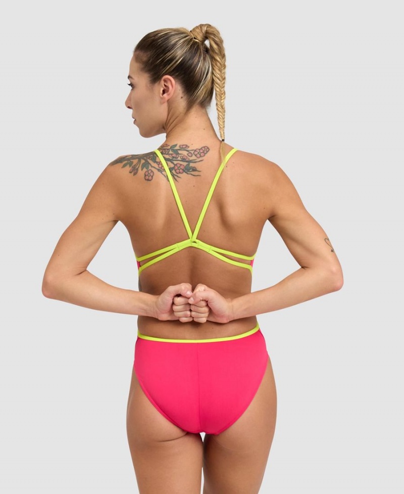 Maillot de Bain Arena Solid Dentelle Back Rose Vert Femme | OOI-61811036