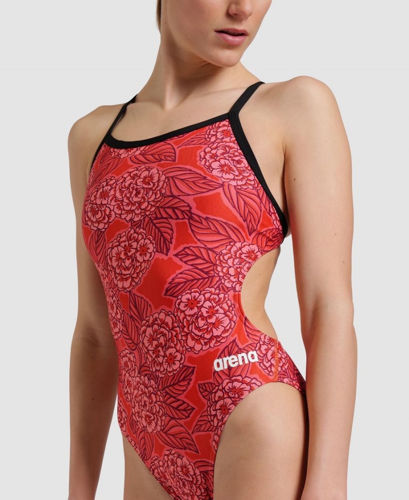 Maillot de Bain Arena Hydrangea Bouquet Challenge Back Rouge Femme | FPV-71848345