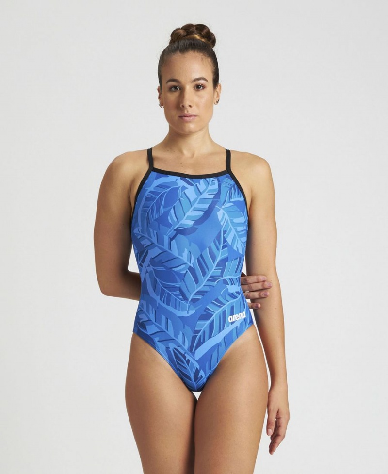 Maillot de Bain Arena Tropicals Light Drop Back Noir Bleu Multicolore Femme | MBI-11676087