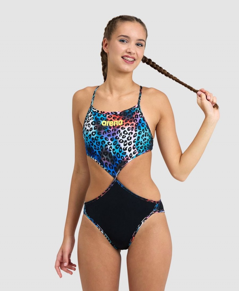 Maillot de Bain Arena Rule Breaker Twist'N'Mix Noir Multicolore Femme | DQV-20749494