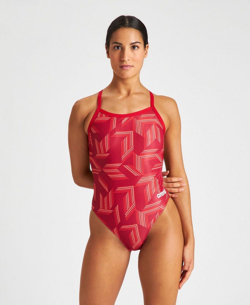 Maillot de Bain Arena Puzzled Challenge Back Rouge Multicolore Femme | HNY-91321207