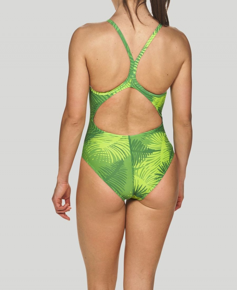 Maillot de Bain Arena Palm Forest Light Drop Back Vert Femme | JIT-40852777