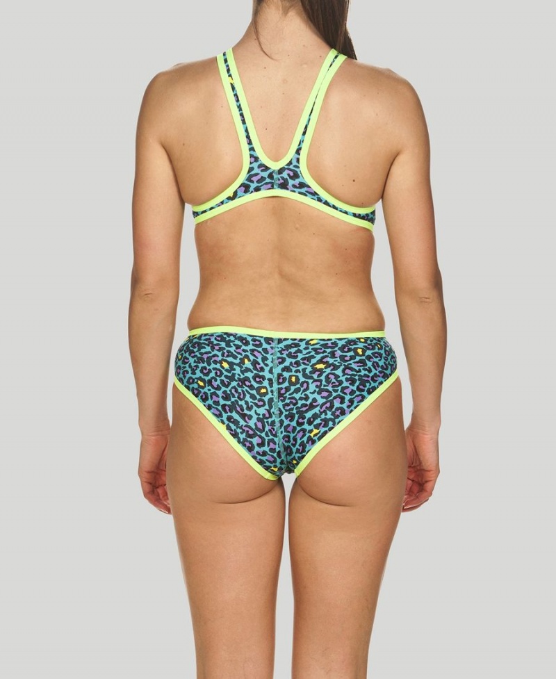 Maillot de Bain Arena The One Leopard Print Turquoise Vert Femme | KMU-80543920