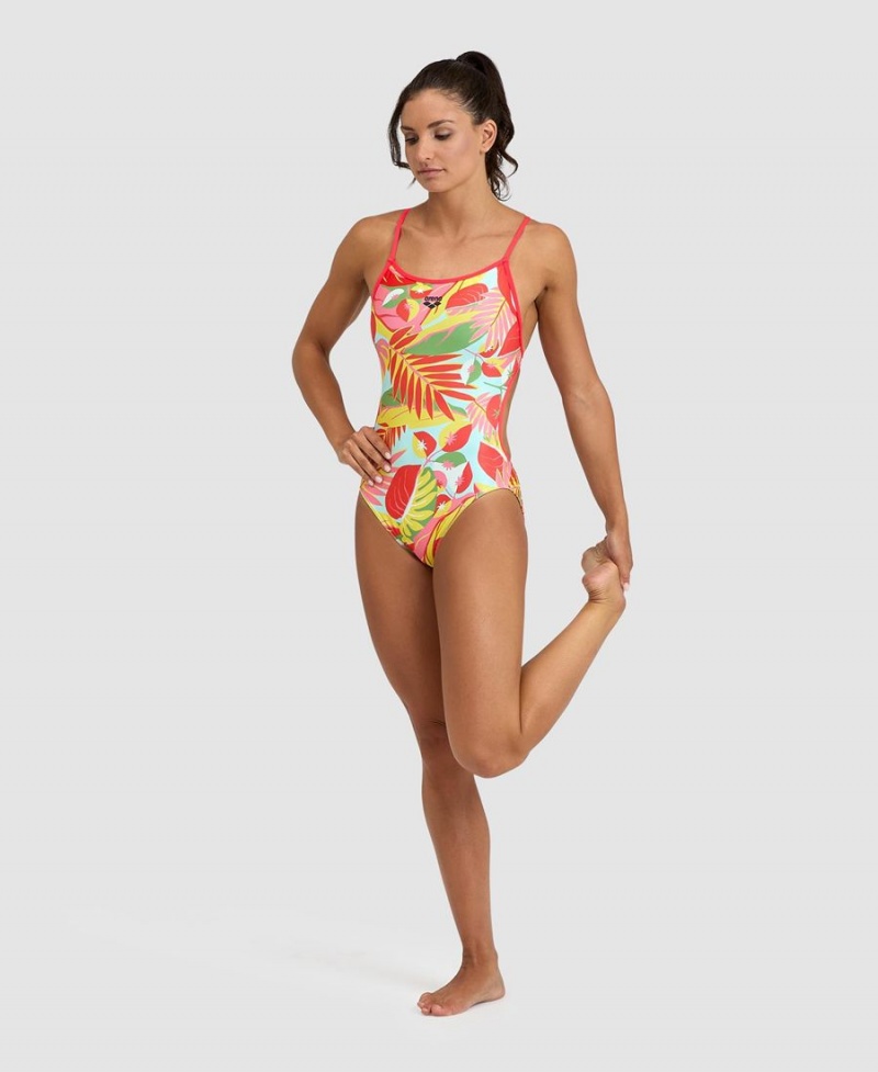 Maillot de Bain Arena Tropic Dentelle Back Rouge Multicolore Femme | GCE-92879237