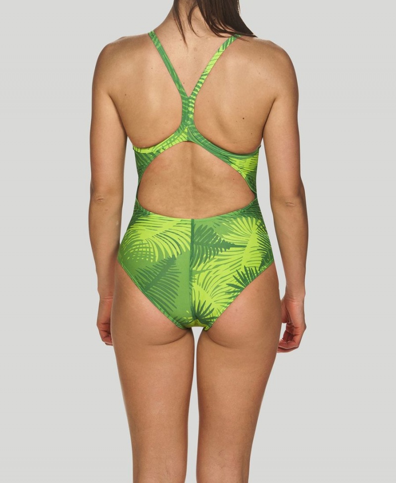 Maillot de Bain Arena Palm Forest Light Drop Back Vert Femme | JIT-40852777