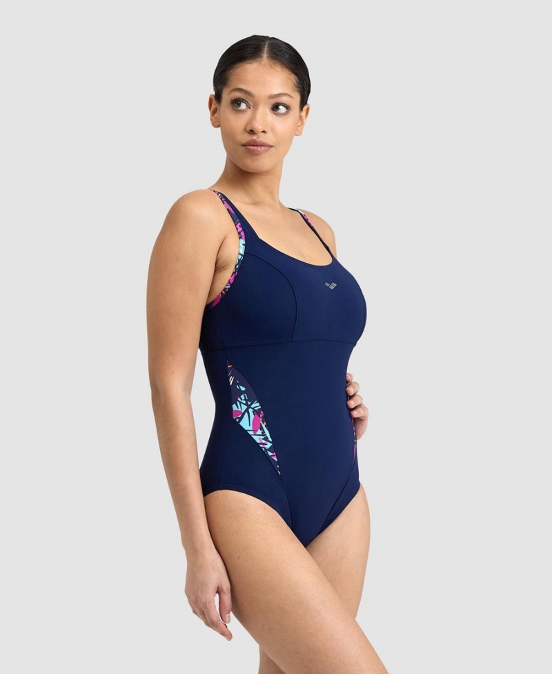 Maillot de Bain Arena BodyLift Francy Panel Brides Back Bleu Marine Femme | ZQZ-34794358