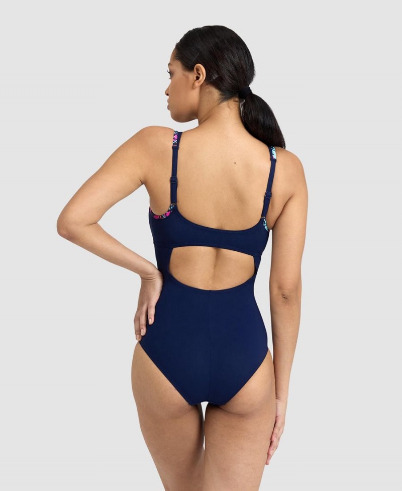 Maillot de Bain Arena BodyLift Francy Panel Brides Back Bleu Marine Femme | ZQZ-34794358