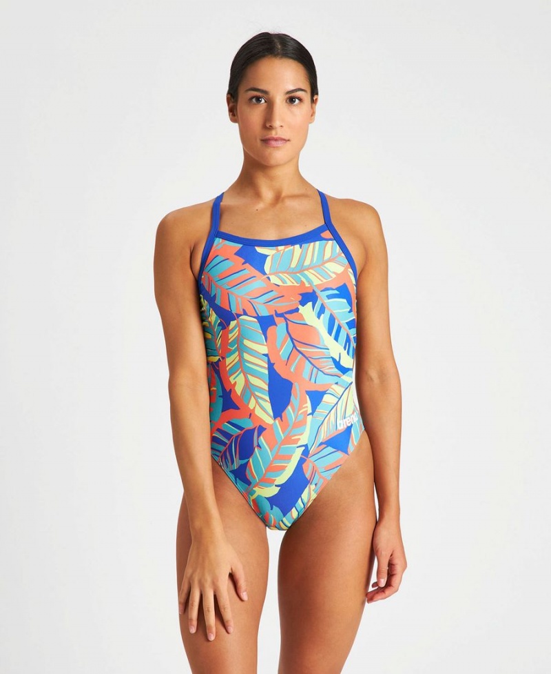 Maillot de Bain Arena Tropicals Challenge Back Bleu Multicolore Femme | RIR-65868891