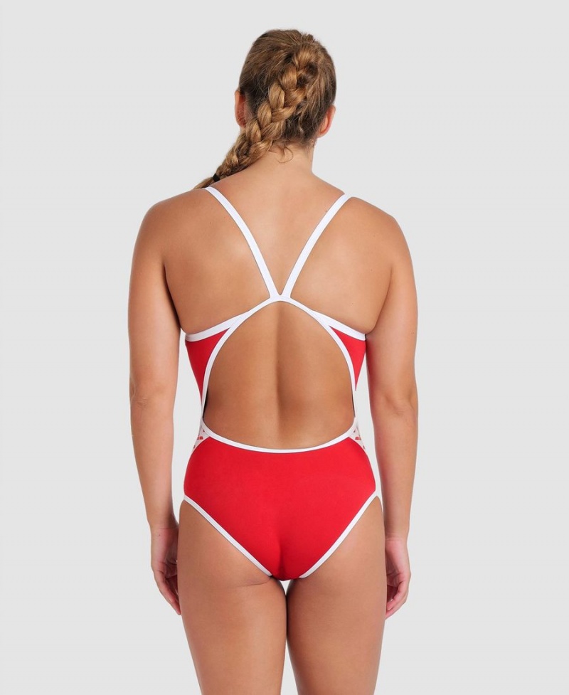 Maillot de Bain Arena Icons Super Fly Back Solid Rouge Blanche Femme | OJE-25112219