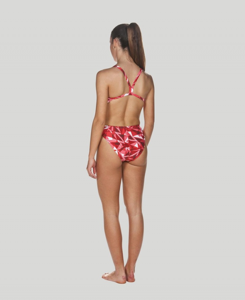 Maillot de Bain Arena Shattered Glass Challenge Back Rouge Femme | SPH-68635497