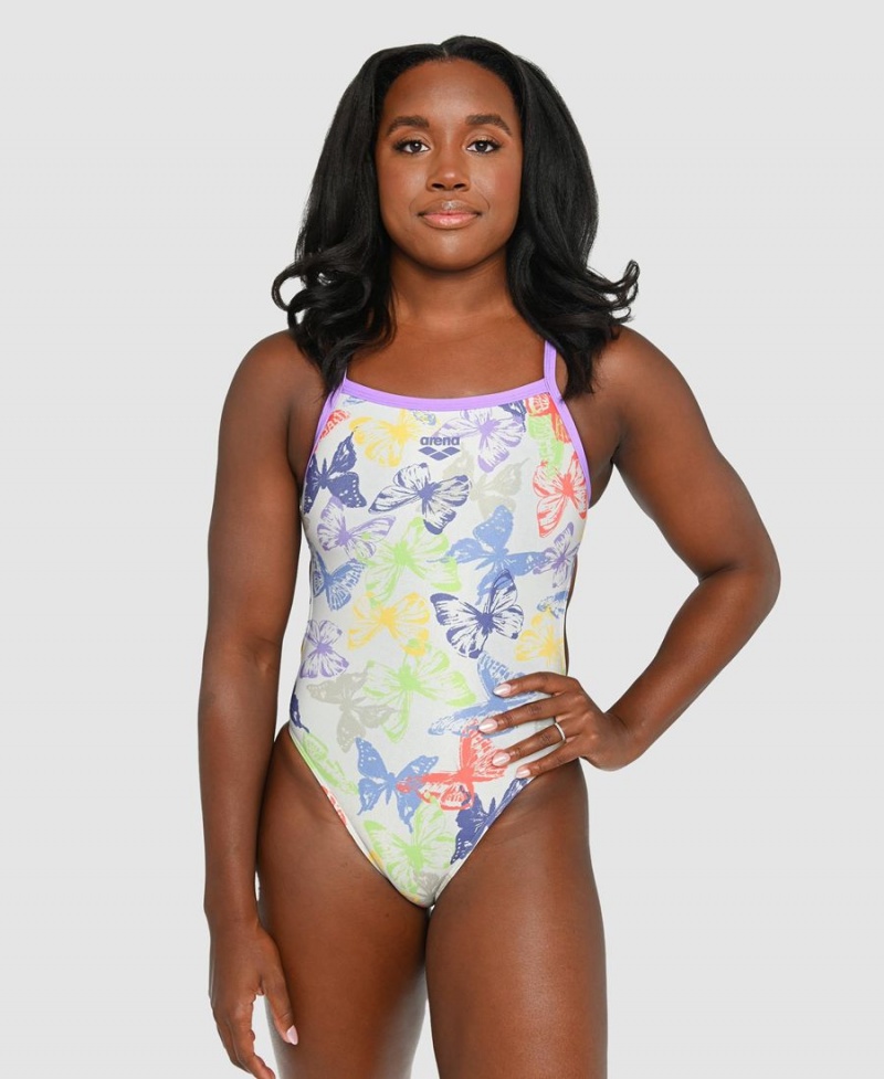 Maillot de Bain Arena Simone Manuel Capsule Collection Challenge Back Blanche Multicolore Femme | CCJ-82106705