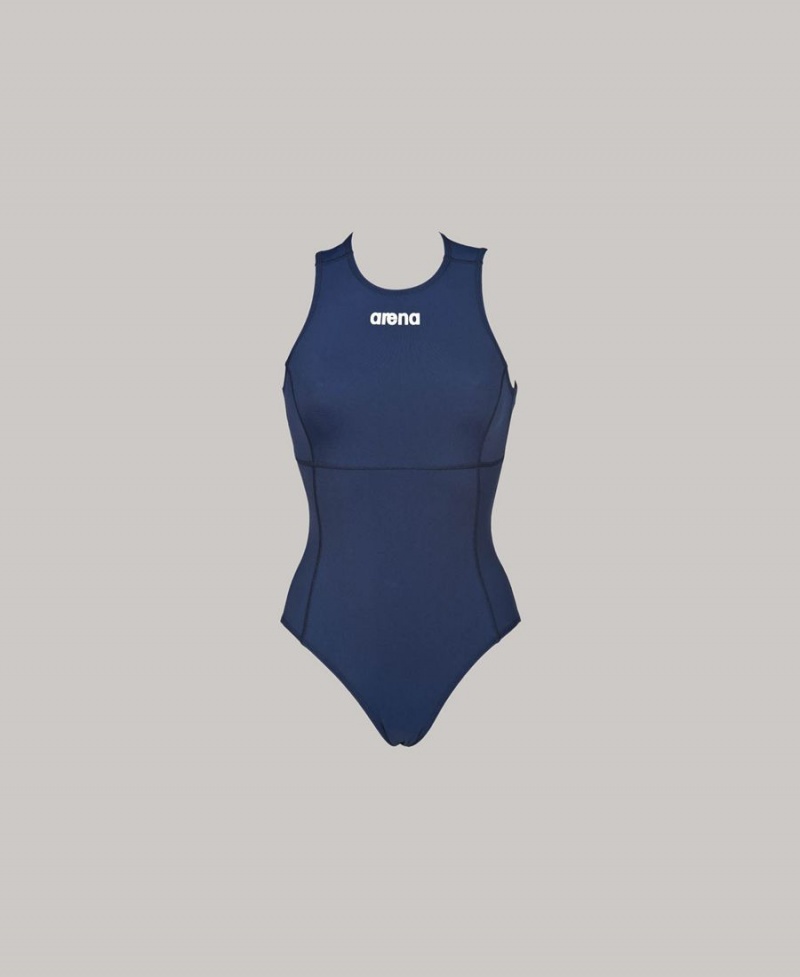 Maillot de Bain Arena Solid Waterpolo Bleu Marine Femme | DLC-66200987