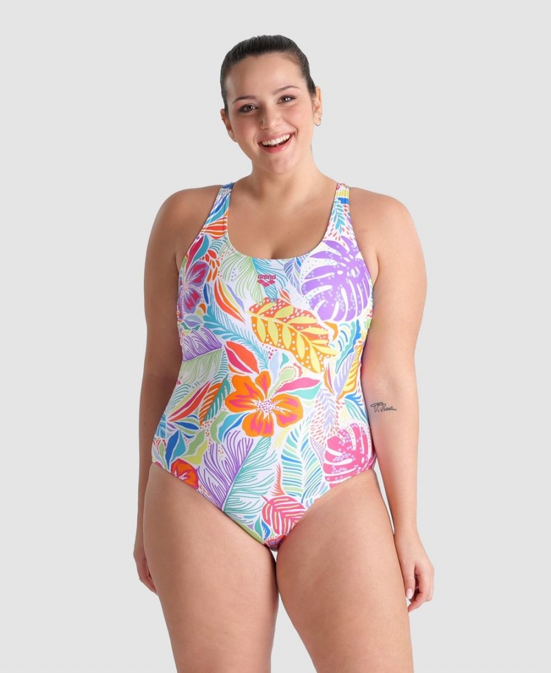 Maillot de Bain Arena Allover Pro Back Plus Blanche Multicolore Femme | HCE-62432069