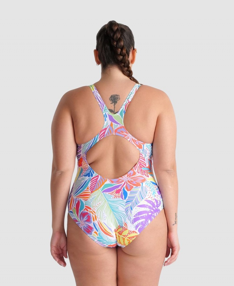 Maillot de Bain Arena Allover Pro Back Plus Blanche Multicolore Femme | HCE-62432069