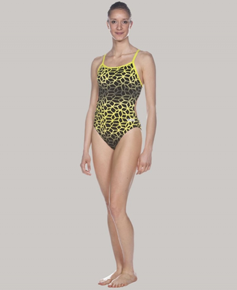 Maillot de Bain Arena PolyCarbonite II Challenge Back Jaune Femme | FHB-28289677