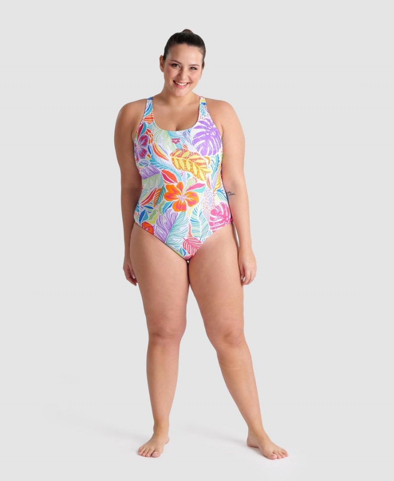 Maillot de Bain Arena Allover Pro Back Plus Blanche Multicolore Femme | HCE-62432069