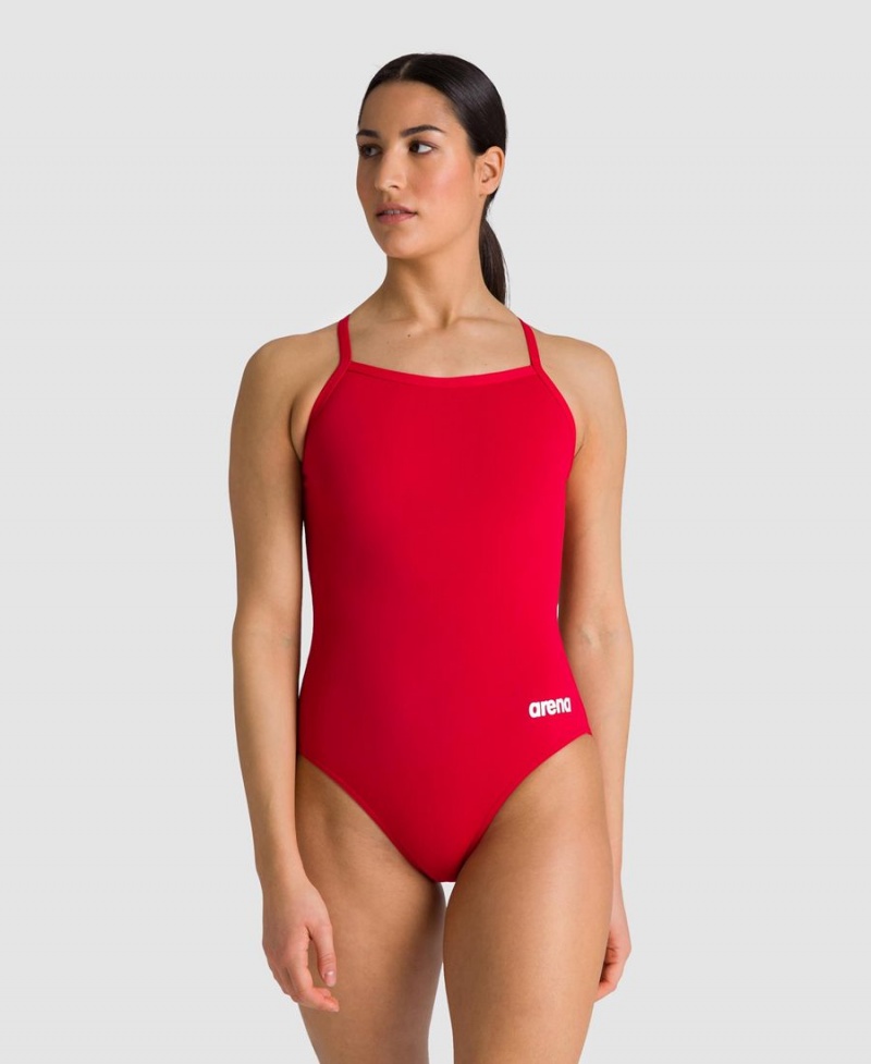 Maillot de Bain Arena Team Light Drop Back Rouge Blanche Femme | AYE-85733372