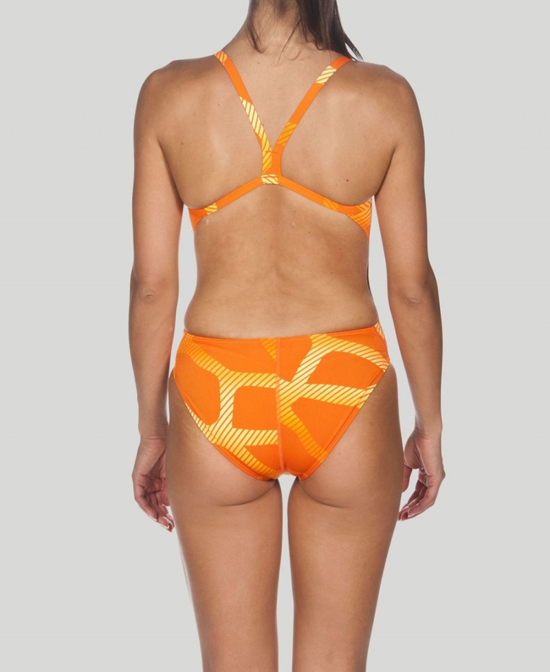 Maillot de Bain Arena Spider Challenge Back Orange Femme | XEZ-33968094