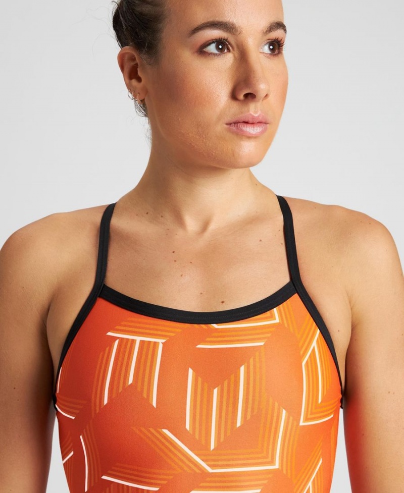 Maillot de Bain Arena Puzzled Light Drop Back Noir Orange Multicolore Femme | LTT-08336147