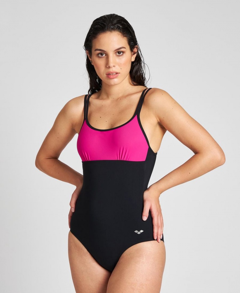 Maillot de Bain Arena Betta U Back Noir Rose Femme | LNB-28553455