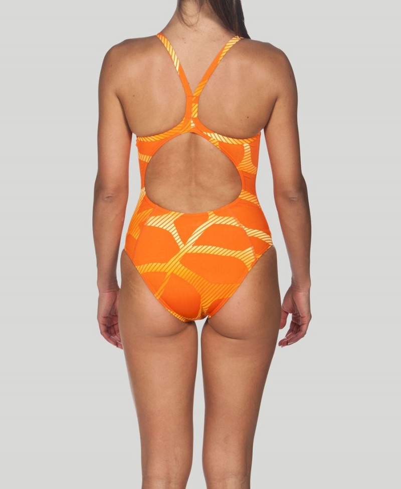 Maillot de Bain Arena Spider Light Drop Back Orange Femme | PDJ-00795330