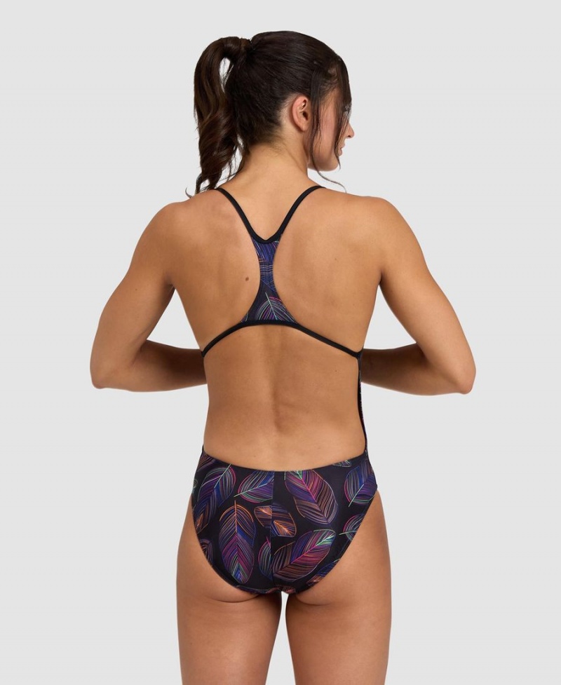 Maillot de Bain Arena Falling Leaves Booster Back Noir Multicolore Femme | IHB-38863823