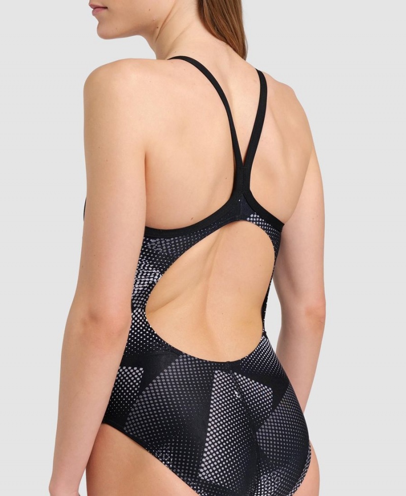 Maillot de Bain Arena Halftone Lightdrop Back Noir Grise Femme | CKS-92015315