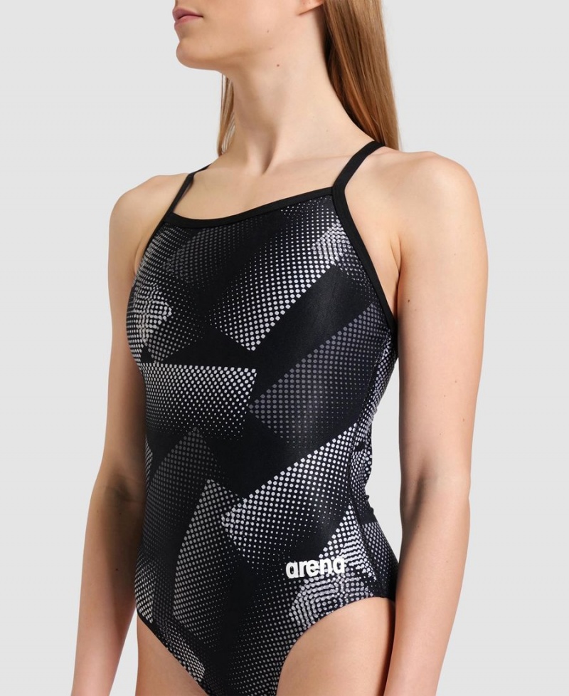 Maillot de Bain Arena Halftone Lightdrop Back Noir Grise Femme | CKS-92015315