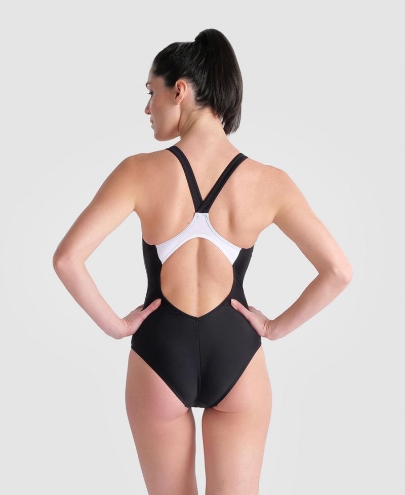 Maillot de Bain Arena Threefold V Back Noir Grise Femme | HDP-32656053