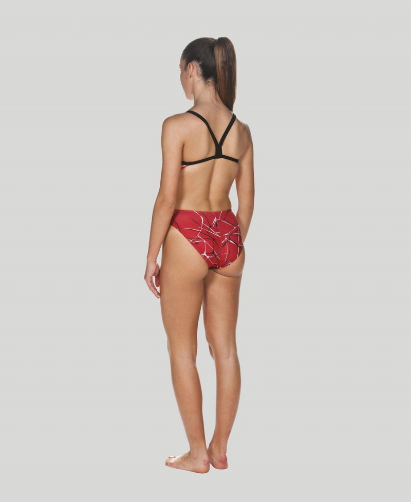 Maillot de Bain Arena D'eau Challenge Back Rouge Noir Femme | GKA-86001706