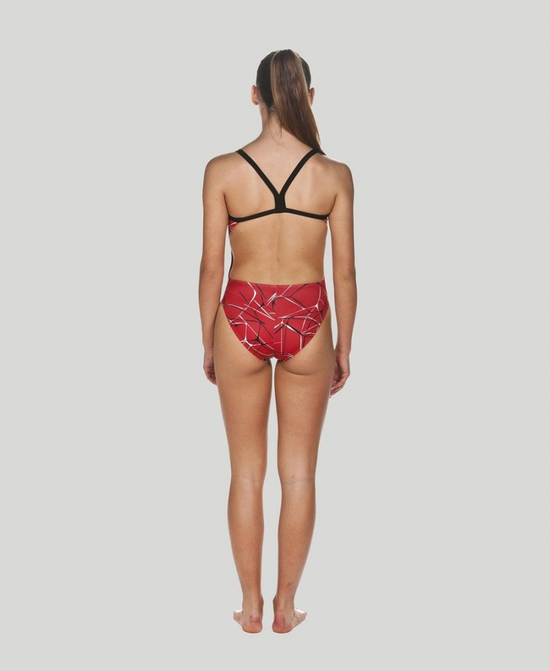 Maillot de Bain Arena D'eau Challenge Back Rouge Noir Femme | GKA-86001706