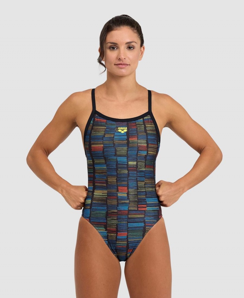 Maillot de Bain Arena Slow Motion Xcross Back Noir Turquoise Multicolore Femme | KPJ-34498316