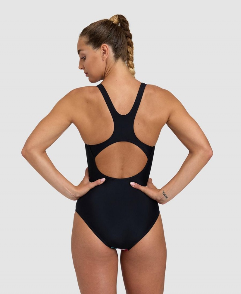 Maillot de Bain Arena Flower Control Back Noir Multicolore Femme | LMZ-55949717