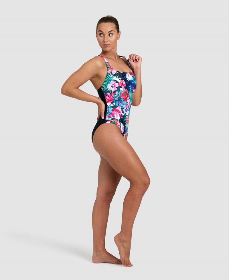 Maillot de Bain Arena Flower Control Back Noir Multicolore Femme | LMZ-55949717