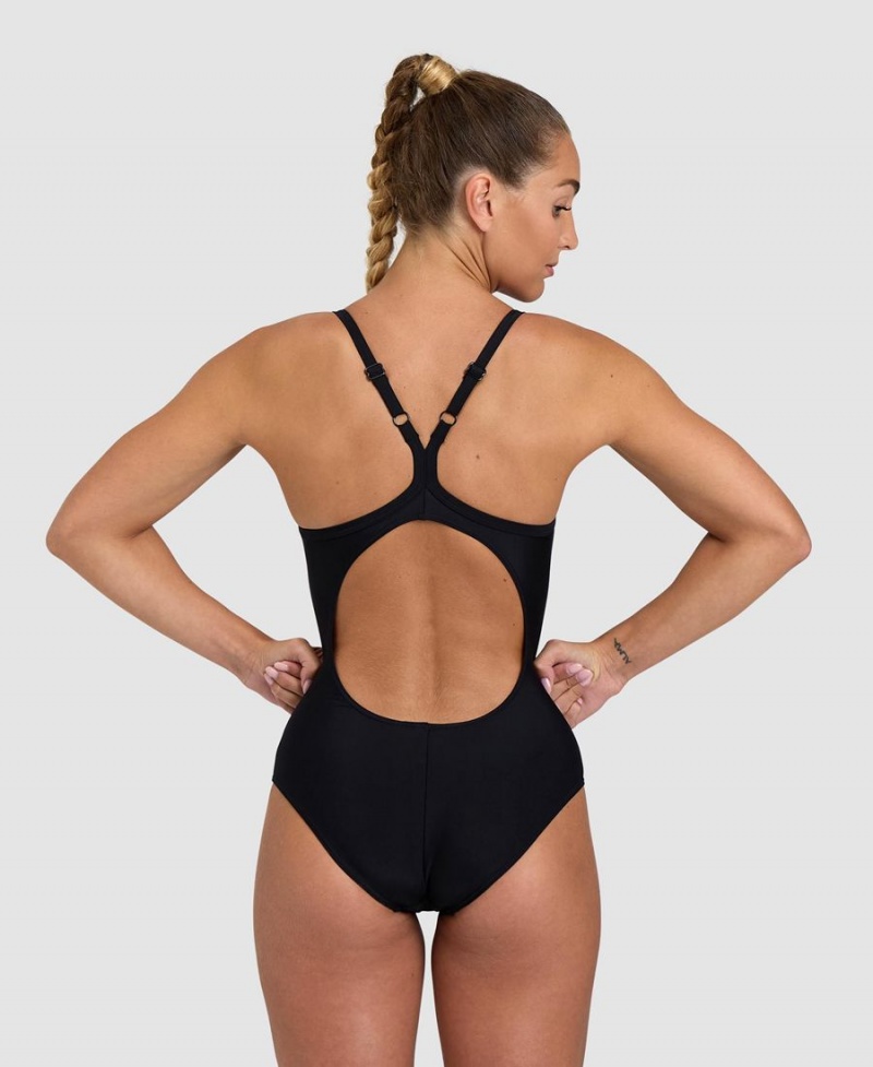 Maillot de Bain Arena Solid Light Drop Back Noir Femme | ZRM-24973555