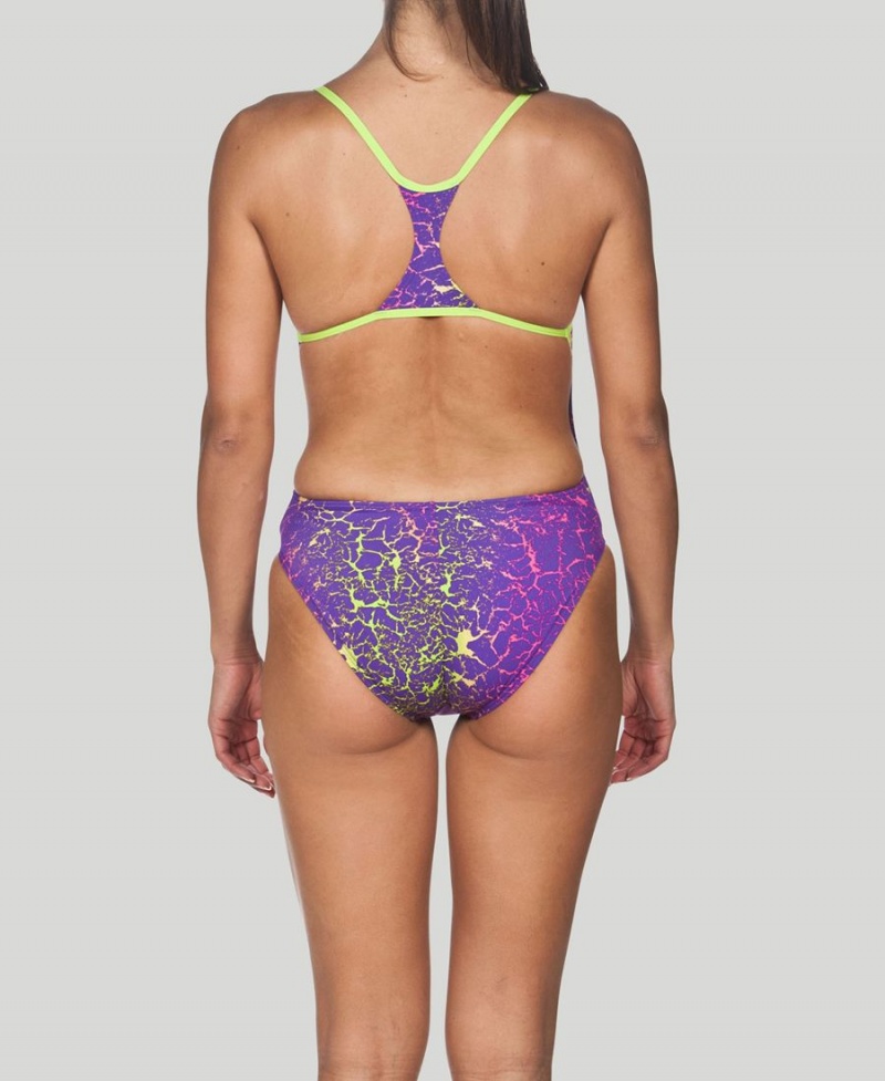 Maillot de Bain Arena Storm Booster Back Violette Vert Femme | ACA-67127262