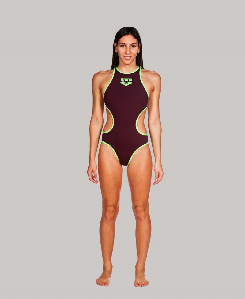 Maillot de Bain Arena The One Big Logo Bordeaux Vert Femme | IBK-46396238