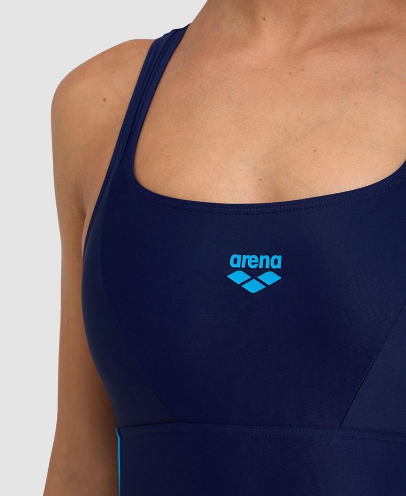 Maillot de Bain Arena Control Panel Pro Back Bleu Marine Turquoise Femme | PMY-15707752