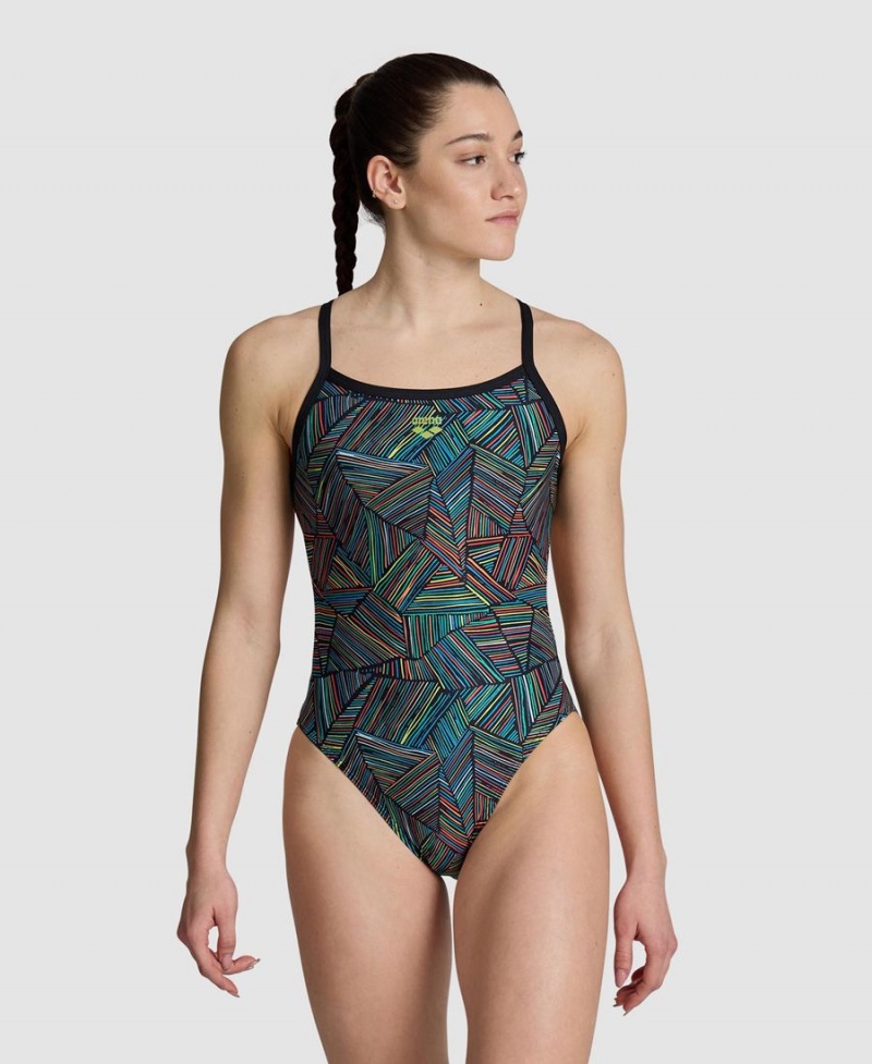 Maillot de Bain Arena Overview Challenge Back Noir Multicolore Femme | CRX-09148929