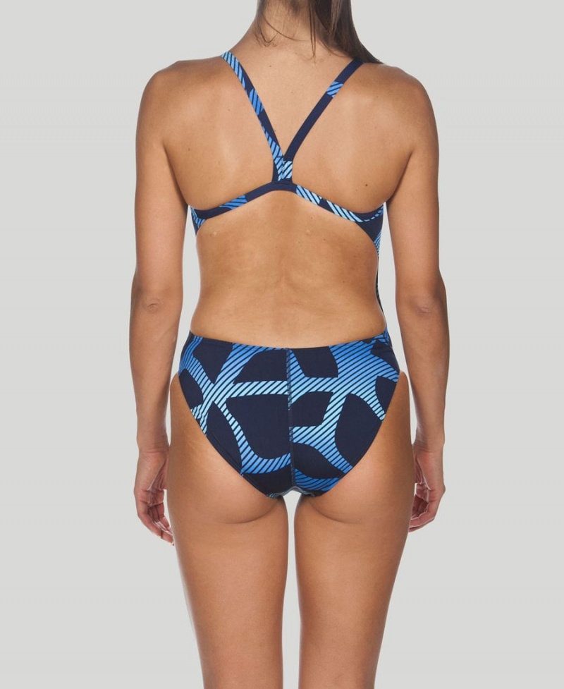 Maillot de Bain Arena Spider Challenge Back Bleu Marine Femme | IRQ-14257649