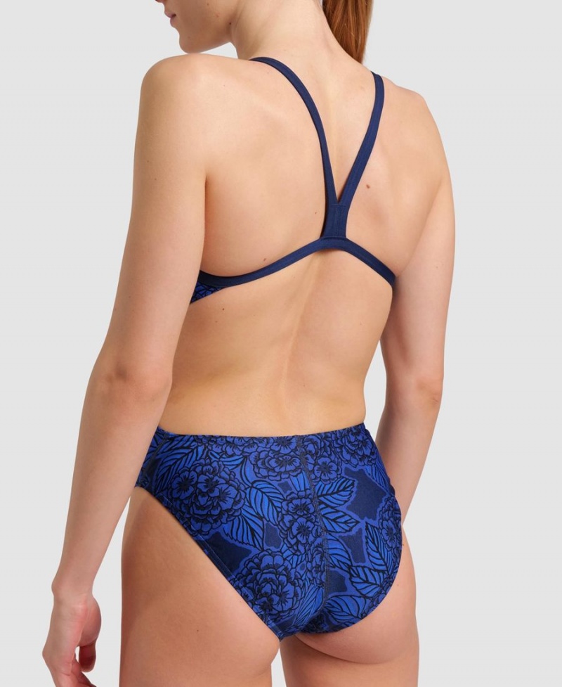 Maillot de Bain Arena Hydrangea Bouquet Challenge Back Bleu Marine Femme | NMZ-07882090