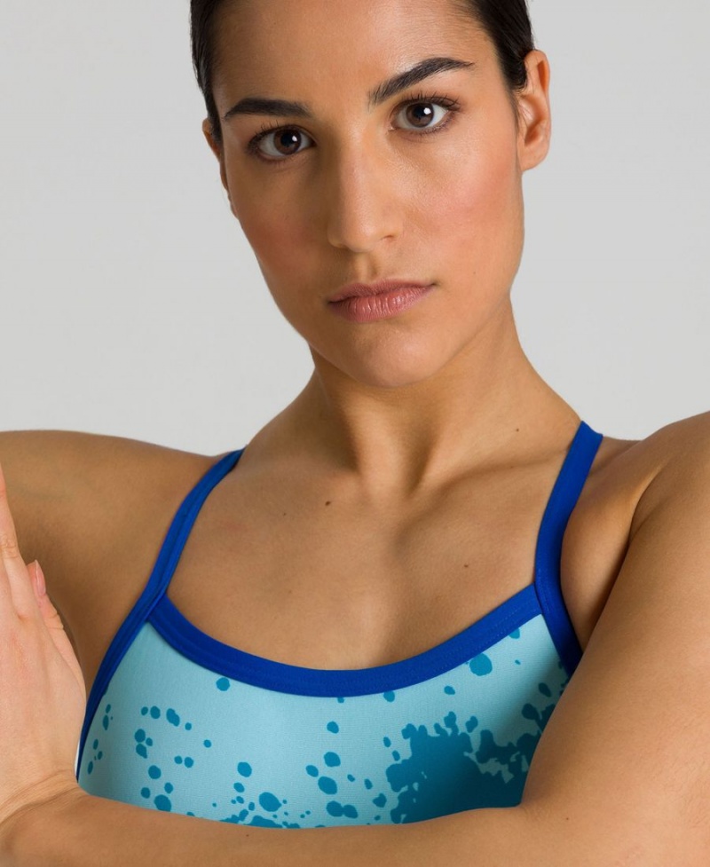 Maillot de Bain Arena Spraypaint Light Drop Back Bleu Femme | VMI-74228328