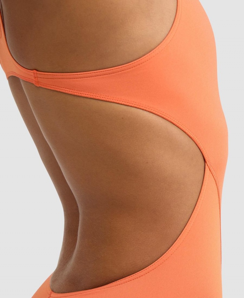 Maillot de Bain Arena Team Swim Tech Solid Orange Grise Femme | NCG-79248318