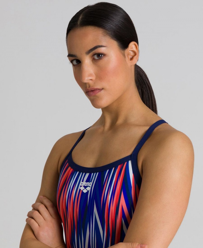 Maillot de Bain Arena Speed Stripes Challenge Back Bleu Marine Multicolore Femme | HZE-72764110