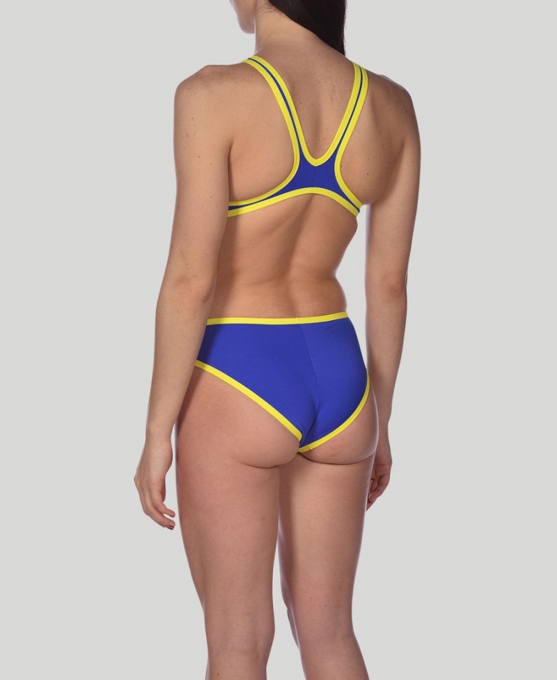 Maillot de Bain Arena The One Big Logo Bleu Jaune Femme | ALK-22508799