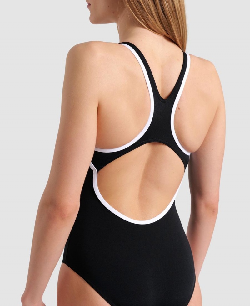 Maillot de Bain Arena Losange V Pro Back Noir Blanche Femme | ZCD-87736471