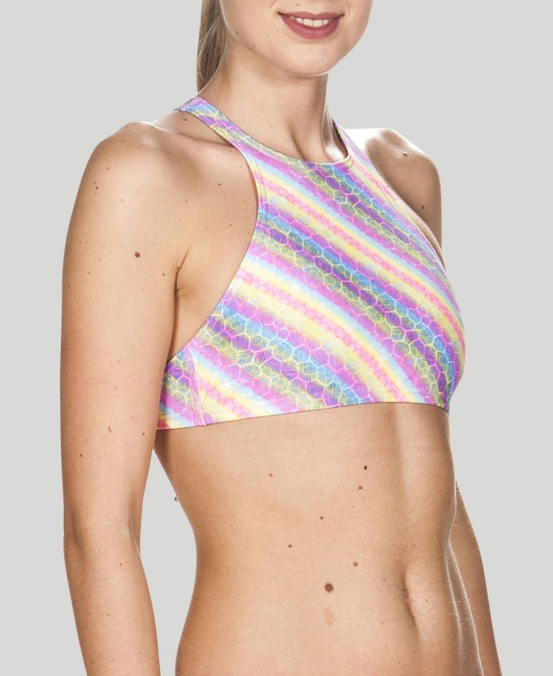 Haut de Bikini Arena Crop Think Violette Multicolore Femme | SBU-22156286